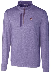 Cutter and Buck East Carolina Pirates Mens Purple Stealth Heathered Long Sleeve 1/4 Zip Pullover