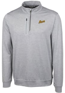 Cutter and Buck George Mason University Mens Grey Stealth Heathered Long Sleeve 1/4 Zip Pullover