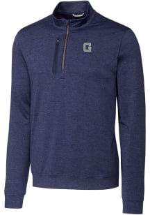 Cutter and Buck Georgetown Hoyas Mens Navy Blue Stealth Heathered Long Sleeve 1/4 Zip Pullover