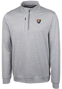 Cutter and Buck Illinois Fighting Illini Mens Grey Stealth Heathered Long Sleeve 1/4 Zip Pullove..