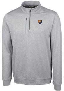 Mens Illinois Fighting Illini Grey Cutter and Buck Stealth Heathered Qtr Zip Pullover