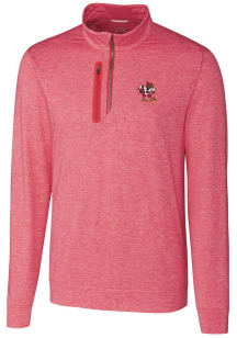 Cutter and Buck Louisville Cardinals Mens Red Stealth Heathered Long Sleeve 1/4 Zip Pullover