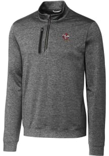 Cutter and Buck Louisville Cardinals Mens Grey Stealth Heathered Long Sleeve 1/4 Zip Pullover