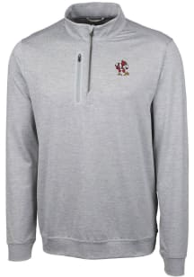 Cutter and Buck Louisville Cardinals Mens Grey Stealth Heathered Long Sleeve 1/4 Zip Pullover