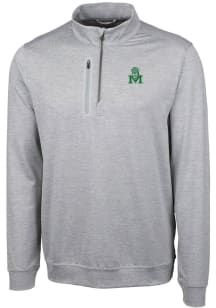 Cutter and Buck Marshall Thundering Herd Mens Grey Stealth Heathered Long Sleeve 1/4 Zip Pullove..