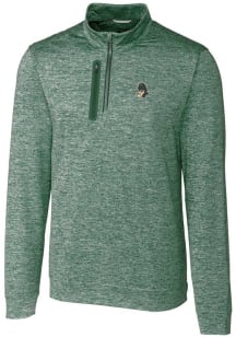 Cutter and Buck Michigan State Spartans Mens Green Stealth Heathered Long Sleeve 1/4 Zip Pullover