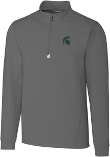 Mens Michigan State Spartans Grey Cutter and Buck Traverse Stretch 1/4 Zip Pullover
