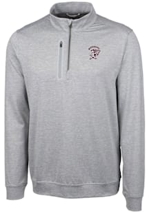 Cutter and Buck Mississippi State Bulldogs Mens Grey Stealth Heathered Long Sleeve Qtr Zip Pullove..