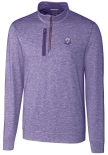 Cutter and Buck Northwestern Wildcats Mens Purple Stealth Heathered Long Sleeve 1/4 Zip Pullover