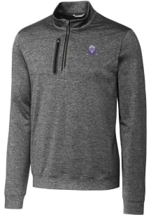 Mens Northwestern Wildcats Grey Cutter and Buck Stealth Heathered 1/4 Zip Pullover