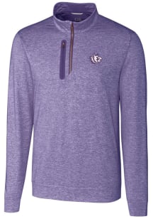 Cutter and Buck TCU Horned Frogs Mens Purple Stealth Heathered Long Sleeve 1/4 Zip Pullover