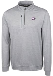 Cutter and Buck TCU Horned Frogs Mens Grey Stealth Heathered Long Sleeve 1/4 Zip Pullover