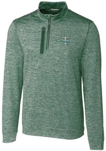 Cutter and Buck Tulane Green Wave Mens Green Stealth Heathered Long Sleeve 1/4 Zip Pullover