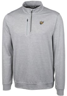 Cutter and Buck West Virginia Mountaineers Mens Grey Stealth Heathered Long Sleeve 1/4 Zip Pullo..