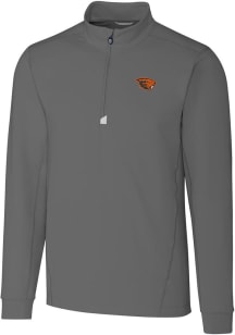 Cutter and Buck Oregon State Beavers Mens Grey Traverse Stretch Big and Tall 1/4 Zip Pullover