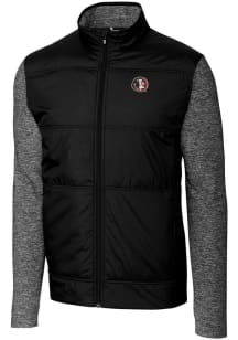 Cutter and Buck Florida State Seminoles Mens Black Stealth Hybrid Quilted Medium Weight Jacket