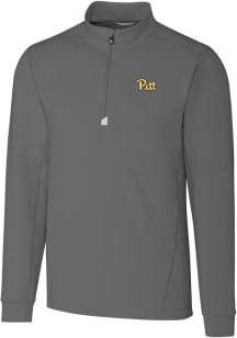 Cutter and Buck Pitt Panthers Mens Grey Traverse Stretch Big and Tall 1/4 Zip Pullover