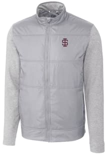 Cutter and Buck Southern Illinois Salukis Mens Grey Stealth Hybrid Quilted Medium Weight Jacket
