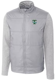 Cutter and Buck Tulane Green Wave Mens Grey Stealth Hybrid Quilted Medium Weight Jacket