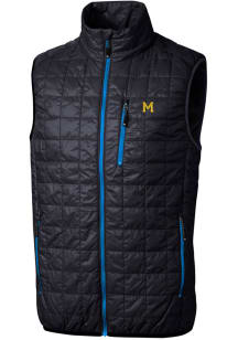 Cutter and Buck Michigan Wolverines Mens Navy Blue Rainier PrimaLoft Puffer Sleeveless Jacket