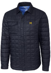 Cutter and Buck Michigan Wolverines Mens Navy Blue Rainier PrimaLoft Quilted Outerwear Lined Jac..