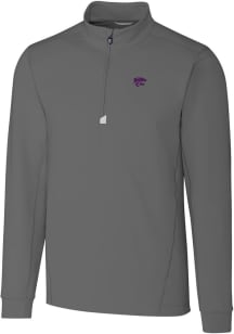 Cutter and Buck K-State Wildcats Mens Grey Traverse Stretch Big and Tall 1/4 Zip Pullover