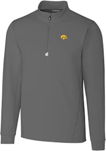Cutter and Buck Iowa Hawkeyes Mens Grey Traverse Stretch Big and Tall Qtr Zip