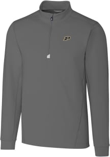 Cutter and Buck Purdue Boilermakers Mens Grey Traverse Stretch Big and Tall 1/4 Zip Pullover