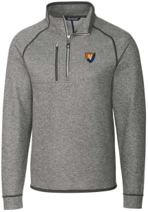 Mens Illinois Fighting Illini Grey Cutter and Buck Mainsail 1/4 Zip Pullover