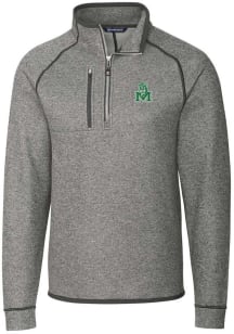 Cutter and Buck Marshall Thundering Herd Mens Grey Mainsail Long Sleeve 1/4 Zip Pullover