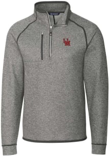 Cutter and Buck Ole Miss Rebels Mens Grey Mainsail Long Sleeve 1/4 Zip Pullover