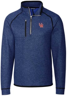 Cutter and Buck Ole Miss Rebels Mens Blue Mainsail Long Sleeve 1/4 Zip Pullover