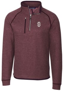 Cutter and Buck Southern Illinois Salukis Mens Red Mainsail Long Sleeve 1/4 Zip Pullover