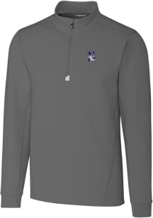 Cutter and Buck Northwestern Wildcats Mens Grey Traverse Stretch Big and Tall 1/4 Zip Pullover