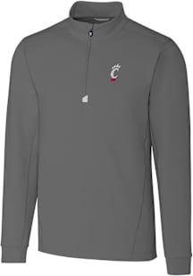 Mens Cincinnati Bearcats Grey Cutter and Buck Traverse Stretch Qtr Zip