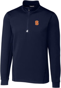 Cutter and Buck Syracuse Orange Mens Navy Blue Traverse Stretch Big and Tall 1/4 Zip Pullover