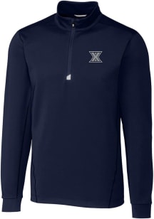 Cutter and Buck Xavier Musketeers Mens Navy Blue Traverse Stretch Big and Tall 1/4 Zip Pullover