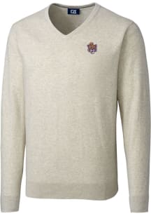 Cutter and Buck LSU Tigers Mens Oatmeal Vault Lakemont Long Sleeve Sweater