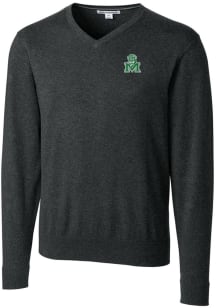 Cutter and Buck Marshall Thundering Herd Mens Charcoal Lakemont Long Sleeve Sweater