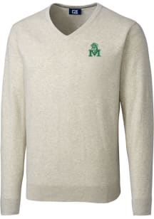 Cutter and Buck Marshall Thundering Herd Mens Oatmeal Lakemont Long Sleeve Sweater