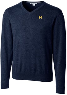 Mens Michigan Wolverines Navy Blue Cutter and Buck Vault Lakemont Long Sleeve Sweater