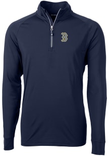 Cutter and Buck Boston Red Sox Mens Navy Blue City Connect Adapt Eco Big and Tall 1/4 Zip Pullov..