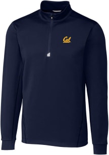 Cutter and Buck Cal Golden Bears Mens Navy Blue Traverse Stretch Big and Tall 1/4 Zip Pullover