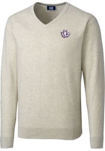 Cutter and Buck TCU Horned Frogs Mens Oatmeal Lakemont Long Sleeve Sweater