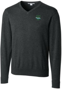 Cutter and Buck Tulane Green Wave Mens Charcoal Lakemont Long Sleeve Sweater