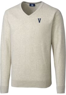 Cutter and Buck Villanova Wildcats Mens Oatmeal Vault Lakemont Long Sleeve Sweater
