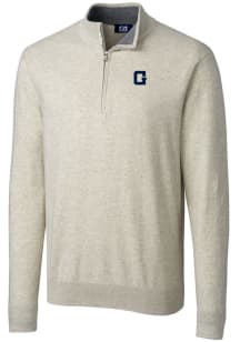 Cutter and Buck Georgetown Hoyas Mens Oatmeal Vault Lakemont Long Sleeve 1/4 Zip Pullover