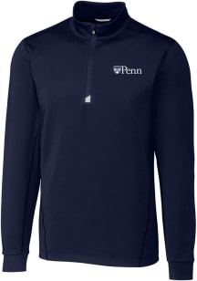 Cutter and Buck Pennsylvania Quakers Mens Navy Blue Traverse Stretch Big and Tall 1/4 Zip Pullov..