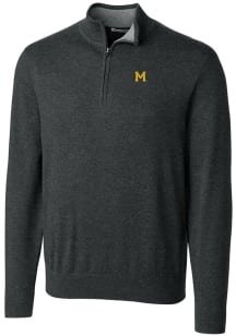 Mens Michigan Wolverines Grey Cutter and Buck Vault Lakemont 1/4 Zip Pullover