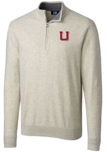 Cutter and Buck Utah Utes Mens Oatmeal Vault Lakemont Long Sleeve 1/4 Zip Pullover